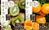 和歌山の旬の果実を 奇数月にお届け全6回定期便（キウイ・清見オレンジ・ミニトマト・桃・ピオーネ・富有柿）【TM62】