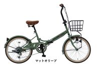 ヱビス自転車　折りたたみ 自転車 ゴールデンロッキー206 シマノ製 外装6段変速 20インチ 完成品【マットオリーブ】