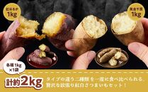 【ご家庭用】冷凍 やきいも 『紅はるか & 黄金千貫 欲張り紅白セット』(各種 約1kg × 1袋　合計 約2kg )