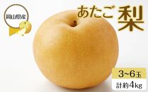 岡山県産 あたご梨 3～6玉 合計約4kg 梨 なし 果物 フルーツ 2024年 