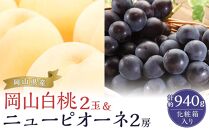 ★一時受付停止中★桃 ぶどう 2024年 先行予約 岡山の 果物 詰合せ 岡山 白桃 2玉 ニュー ピオーネ 2房 化粧箱入り岡山県産 国産 フルーツ 果物 ギフト