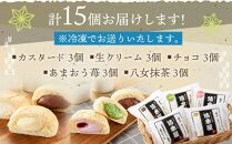 ＜究極のふわとろ食感＞清水屋 生クリームパン 15個 5種（カスタード・生クリーム・チョコ・あまおう苺・八女抹茶）