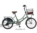 ヱビス自転車　 フィデース 20インチ小径自転車 シマノ製外装6段変速（レトロ感 シマノ製ローラーブレーキ LEDオートライト）【マットオリーブ】