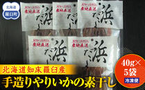 北海道知床羅臼産 無添加手造りやりいかの素干し 40g×5袋 生産者 支援 応援