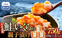 【2025年6月発送】北海道産 鮭といくらの親子漬け 750g （250g × 3パック） 小分け 国産 北海道 羅臼 サケ さけ シャケ しゃけ イクラ 魚卵 鮭卵 醤油漬け しょうゆ漬け 親子丼 海鮮丼 ご飯のお供 おかず おつまみ 一人暮らし おすそわけ 魚介類 生産者 支援 応援