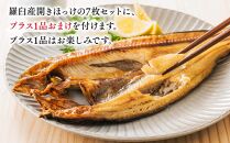 北海道　知床羅臼(らうす)産　開きほっけ　7枚セット＋お楽しみ1品 生産者 支援 応援