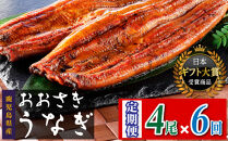 【定期便】おおさきうなぎ鹿児島県産うなぎ長蒲焼4尾（全6回）合計24尾