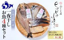 羅臼産 一夜干し お魚4種 セット１ ほっけ開き そい 鱈 秋鮭 北海道 知床 羅臼町 生産者 支援 応援