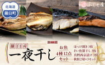 羅臼産 一夜干し お魚4種12点セット３ ほっけ開き そい 鱈 秋鮭 北海道 知床 羅臼町 生産者 支援 応援
