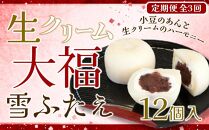 【3回定期便】お菓子 和菓子 大福 生クリーム大福 雪ふたえ 12個 【ささもり 菓子 おかし 食品 和菓子 贈り物 宮城県 名物 銘菓 小豆 ふるさとの味 人気 おすすめ 送料無料】