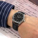 【KNIS KYOTO】  KNIS ニス サンレイダイアル 日本製 自動巻き 腕時計 革ベルト レザー ブラック