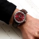 【KNIS KYOTO】 KNIS ニス サンレイダイアル 日本製 自動巻き 腕時計 革ベルト レザーレッド