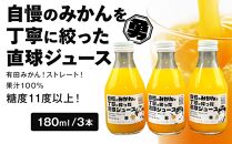 糖度11度以上 自慢のみかんを丁寧に搾った直球ジュース 180ml 3本 みかんジュース 勇希農園