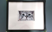猫の肖像画　日本画（ミニアチュール）
