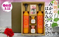 【母の日ギフト】みかんジュース＆はちみつ セット 有田のみかんジュース（500ml×2本）と 有田のはちみつ（ みかん蜂蜜・百花蜜 各210g）和歌山県産 産地直送【みかんの会】