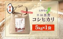 令和6年産 コシヒカリ 白米 5kg×1袋 長野県産 米 精米 お米 ごはん ライス 甘み 農家直送 産直 信州 人気 ギフト お取り寄せ 平林農園 送料無料 長野県 大町市