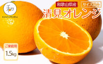 家庭用&nbsp;森本農園の手選別&nbsp;清見オレンジ1.5kg&nbsp;和歌山県産&nbsp;サイズ混合&nbsp;［北海道・沖縄・離島配送不可］［RN21］［2026年2月上旬から5月中旬頃順次発送予定］