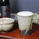 信楽焼 陶器製フリーカップ / タンブラー ペアセット（山河 /紅ハケメ）