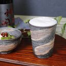 信楽焼 陶器製フリーカップ / タンブラー ペアセット（山河 /紅ハケメ）