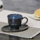 信楽焼 青ビードロコーヒーカップ＆ソーサー 陶器 おしゃれ