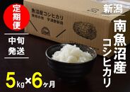 【中旬発送】【6年産新米で始まる定期便】5kg×6ヶ月　南魚沼産コシヒカリ