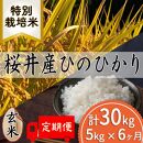 【毎月お届け定期便】【白米】＜特別栽培米＞桜井市高家産ヒノヒカリ　5kg×6回