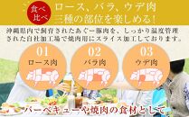 沖縄あぐー焼肉食べ比べ(ロース、バラ、ウデ)総重量1Kg