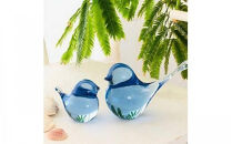 ＜Aji&nbsp;Glass＞　幸せの蒼いとりさん　大　1個　(GIFT&nbsp;BOX付)