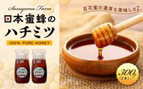 日本蜜蜂のハチミツ100％！はちみつ（逆さ容器300ｇ2本）  高級 自然食品 無添加 ニホンミツバチ