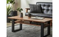 即納＞【大川家具】無垢材 センターテーブル (棚付き) 食卓テーブル