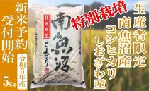 【新米予約・令和6年産】精米５Kg 【特別栽培】生産者限定 南魚沼しおざわ産コシヒカリ