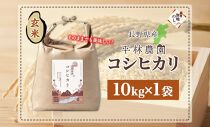 無地熨斗 令和6年産 コシヒカリ 玄米 10kg×1袋 長野県産 米 お米 ごはん ライス 低GI 甘み 農家直送 産直 信州 人気 ギフト 平林農園 熨斗 のし 名入れ不可 送料無料 長野県 大町市