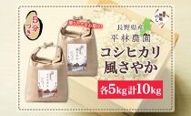 無地熨斗 令和6年産 コシヒカリ 風さやか 5分づき米 各5kg 長野県産 米 お米 ごはん ライス 分つき米 産直 信州 人気 ギフト 平林農園 熨斗 のし 名入れ不可 送料無料 長野県 大町市