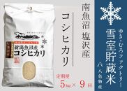 【新米】【定期便5kg×9回】雪室貯蔵米 南魚沼塩沢産コシヒカリ　