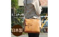 LIME（ライム）　ヌメ革スクエア型ショルダーバッグ　マスタード