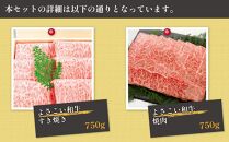 ＜お中元＞ 高知県産　よさこい和牛　上ロース　すき焼き&焼肉セット　各約750g｜山重食肉