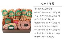 【定期便 全3回】【由布院燻製工房 燻家】ハム・ソーセージセットC 計910g＜小分け10品をセットしてお届け＞