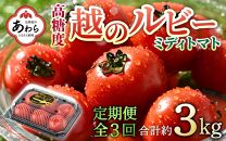 【先行予約】《定期便3回》高糖度 ミディトマト 越のルビー 約1kg 5パック（計約3kg） / 福井県産 ブランド トマト 福井県産ブランドトマト  農家直送 有機肥料 低農薬 完熟 甘い ※2024年9月下旬より順次発送