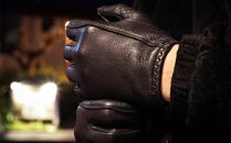 LAMP GLOVES -UTILITY GLOVE SHORTY-(カラー：ブラック／サイズ：S)【革手袋 レザー グローブ 鹿革 メンズ レディース Lamp gloves ランプグローブス ショート ドライビンググローブ バイカー ファッション 手袋 香川県 さぬき市】