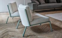 ラウンジチェア&nbsp;ISLE（フレームグリーン）LSE-IV_04370　【アイボリー】