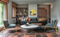 ラウンジチェア&nbsp;ISLE（フレームイエロー）LSE-IV_04375　【アイボリー】