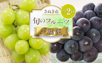 【定期便全2回】旬のフルーツ定期便&nbsp;(ニューピオーネ&nbsp;シャインマスカット)【葡萄&nbsp;ぶどう&nbsp;旬&nbsp;人気&nbsp;フルーツ&nbsp;果物&nbsp;くだもの&nbsp;香川県】