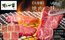 奇数月発送≪6カ月定期便・大容量≫オリーブ牛焼肉三昧大満足セット　2200g×6回