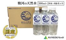 駿河の天然水 計96本 ペットボトル（500ml × 24本 × 4箱セット）ミツウロコビバレッジ SDGｓ再生100％ PET使用 水 ミネラルウォーター まとめ買い 天然水 飲料水 軟水 備蓄