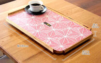 カフェトレー　大（和柄ブルーまたは和柄レッド）杉 北海道 KOTA インテリア 手作り 家具職人  モダン 家具 家具 家具 家具 家具 家具