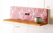 Ｌ型飾り棚（和柄レッド） 杉  北海道 KOTA インテリア 手作り 家具職人  モダン 家具 家具 家具 家具 家具 家具