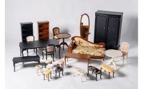 【ホワイト（本体）×&nbsp;ゴールド（クッション）】松永工房&nbsp;Petit.&nbsp;Continue&nbsp;プティ・チェア&nbsp;ミニチュア家具&nbsp;1／3家具&nbsp;ドール家具&nbsp;ドール&nbsp;40～60センチ対応&nbsp;&nbsp;インテリア&nbsp;アンティーク家具&nbsp;木製&nbsp;椅子&nbsp;チェア&nbsp;ねこ脚&nbsp;&nbsp;プティ・ドゥ・カンティーニュ