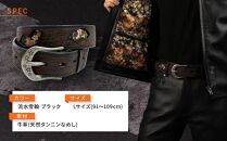 【デグナー】花山レザーベルト［BT-16K］【Black-流水雪輪・Lサイズ】［&nbsp;京都&nbsp;バイクギア&nbsp;ベルト&nbsp;人気&nbsp;おすすめ&nbsp;革&nbsp;レザー&nbsp;ツーリング&nbsp;ライダー&nbsp;バイカー&nbsp;バイク&nbsp;ブランド&nbsp;メーカー&nbsp;ギア&nbsp;パーツ&nbsp;］