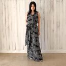 琉球紅型の柄生まれたモノトーン・カシュクールドレス（セミオーダー商品）｜沖縄　那覇市　ファッション 服  衣料 トップス 人気 小物 ストール マフラー ハンカチ スカーフ