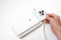 お財布ショルダー スマホショルダー スマホポーチ 猫 スマホポシェット 【ホワイト】